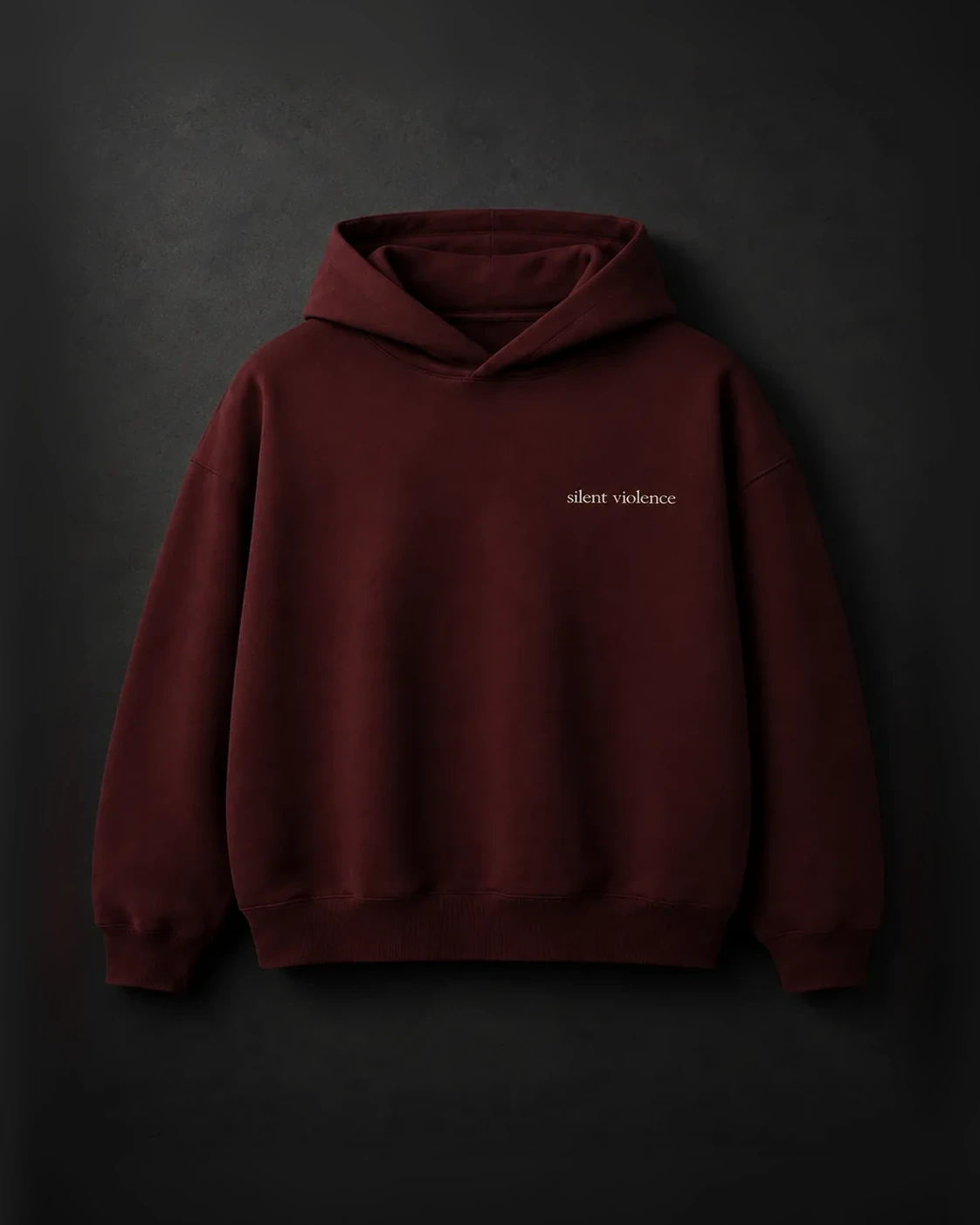 Signature Box Hoodie — Deep Oxblood