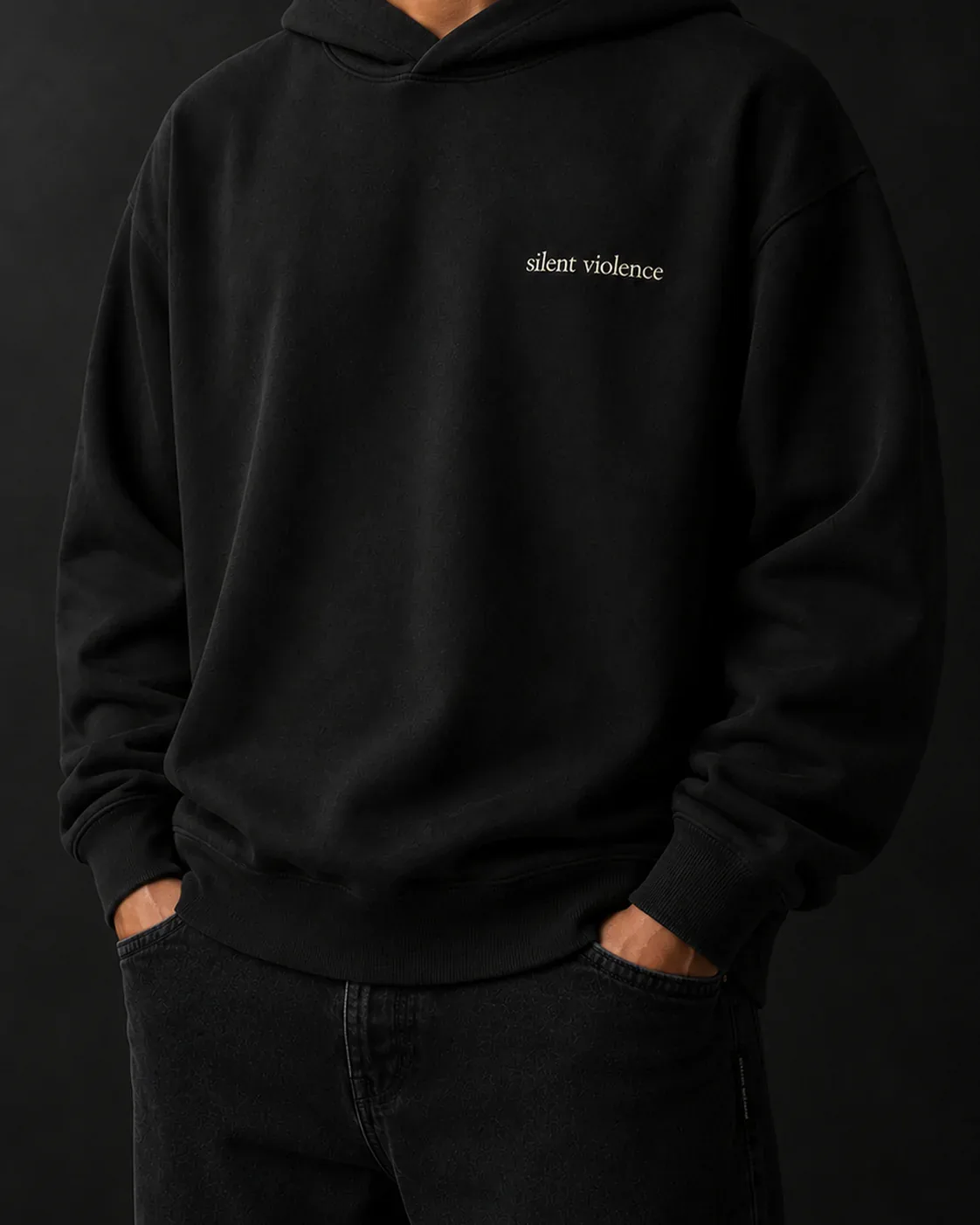 Signature Box Hoodie — Deep Black
