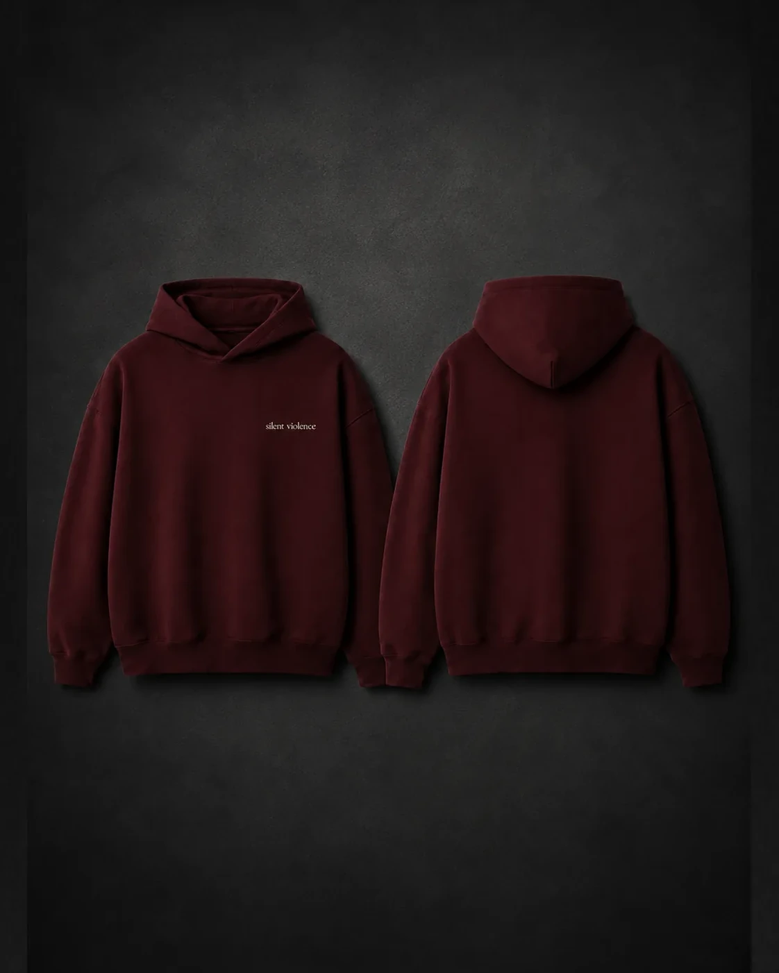Signature Box Hoodie — Deep Oxblood