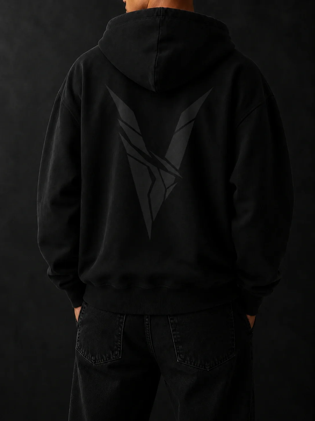 Obsidian Symbol Hoodie — Deep Black